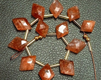 Awesome 12 pc 100% natural gemstone Faceted Briolette  Sunstone Shape Rhombus drilled jewelery  Size 15x12 To 13x10 mm aproxx Z-548