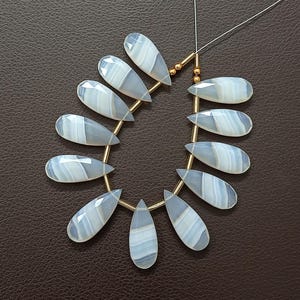 Awesome 12 pc 100% Natural Gemstone faceted briolette  Chalcedony Drilled shape Pear Jewelery size 21X10 to 20x10 mm aproxx Z-1267