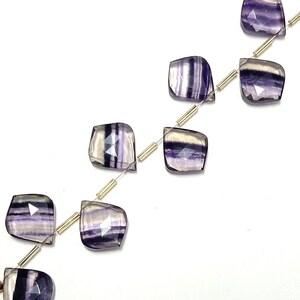 Awesome 9 Pc Natural 100% Faceted briolette Fluorite Gemstone Shape Leaf drilled Jewellery size 15X18 mm approx suiteble For Necklace Z-567 image 4
