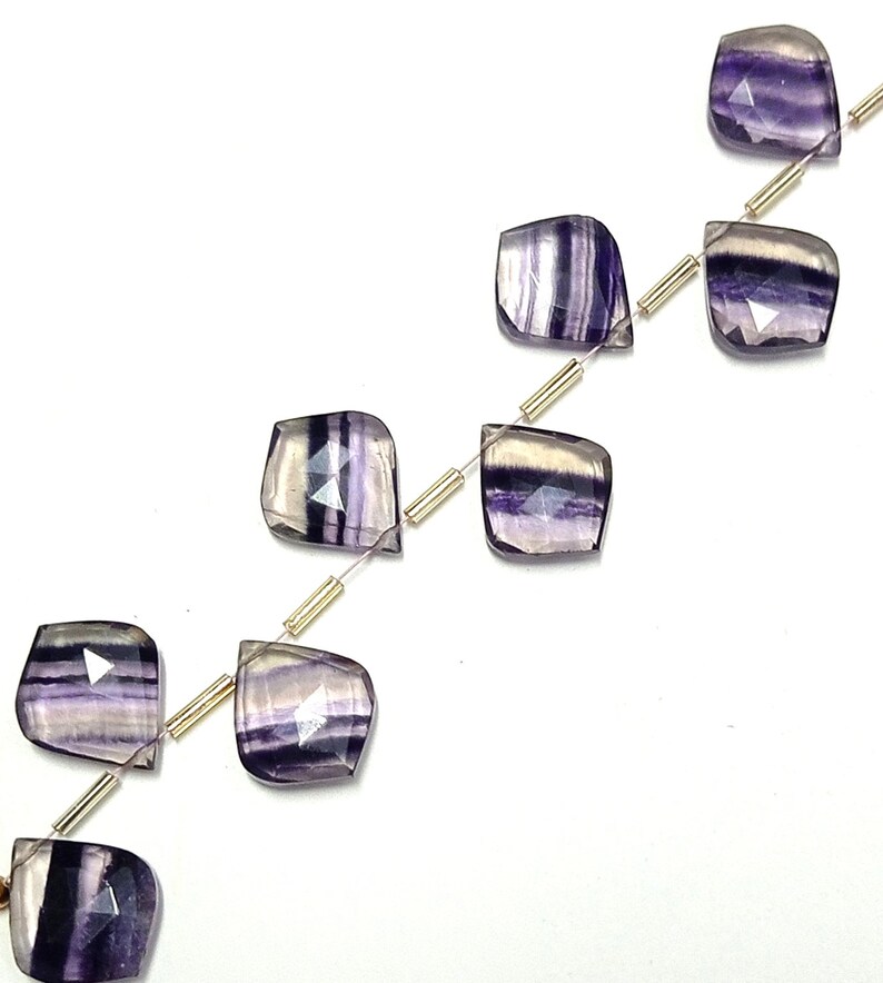Awesome 9 Pc Natural 100% Faceted briolette Fluorite Gemstone Shape Leaf drilled Jewellery size 15X18 mm approx suiteble For Necklace Z-567 image 4