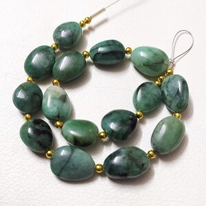15 pc 100% Natural Gemstone emerald smooth Briolette drilled shape nuggets jewelry size 13X16.80 TO 14X11 mm aproxx A-161
