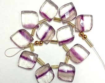 Awesome 11 Pc Natural 100% Faceted briolette Fluorite Gemstone Shape Fancy Leaf drilled Jewellery size 16X13 To 15X13 mm approx Z-563