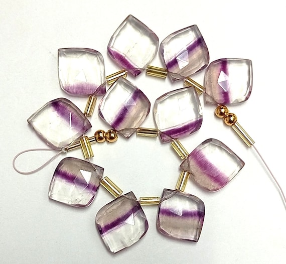Awesome 11 Pc Natural 100% Faceted briolette Fluorite Gemstone Shape Fancy Leaf drilled Jewellery size 16X13 To 15X13 mm approx Z-563
