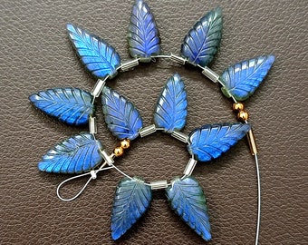 Awesome 11 pc 100% Natural Gemstone Smooth Briolette labradorite  Drilled shape Leaf Carvin Jewelery size 20X11 to18x10 mm aprox Z-1000