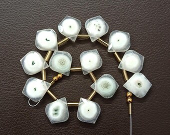 Awesome 13 pc 100% Natural Gemstone Faceted Briolette Solar Quartz  Shape Leaf drilled Jewelry size  17x14 to 16x14 mm aproxx Z-1199