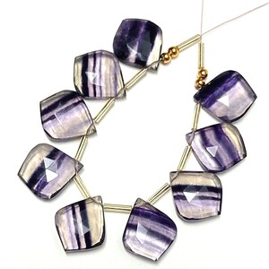 Awesome 9 Pc Natural 100% Faceted briolette Fluorite Gemstone Shape Leaf drilled Jewellery size 15X18 mm approx suiteble For Necklace Z-567 image 2