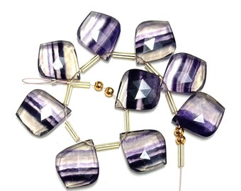 Awesome 9 Pc Natural 100% Faceted briolette Fluorite Gemstone Shape Leaf drilled Jewellery size 15X18 mm approx suiteble  For Necklace Z-567