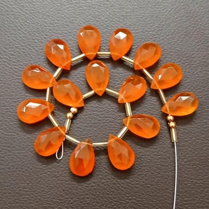 Awesome 15 pc 100% Natural Gemstone Faceted Briolette Carneline chalcedony Drilled Shape Pear Jewelry Size 16x10  mm Aproxx Z-1346