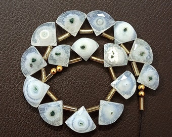 Awesome 15 pc 100% Natural Gemstone Faceted Briolette Solar Quartz  Shape Axe drilled Jewelry size  15x12 to 13x11 mm aproxx Z-1046