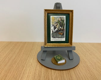 Sherlock Holmes stamp ornament with easel, base and gift wrap included - Arthur Conan Doyle