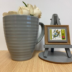 Rugby 1971 stamp ornament with grey easel, base and gift wrap included