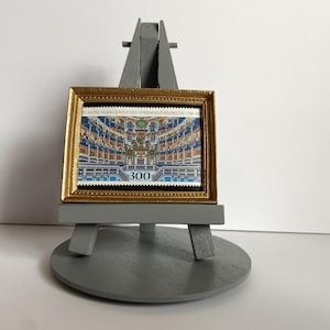 Opera ornament - Framed postage stamp of the Opera House in Bayreuth with a grey easel, base and gift wrap included -Int post at cost