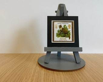 Pine Marten stamp ornament with easel, base and gift wrap included