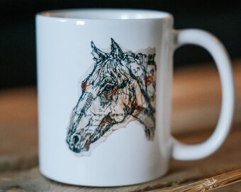 Horse Sketch Coffee Mug, Art Gift