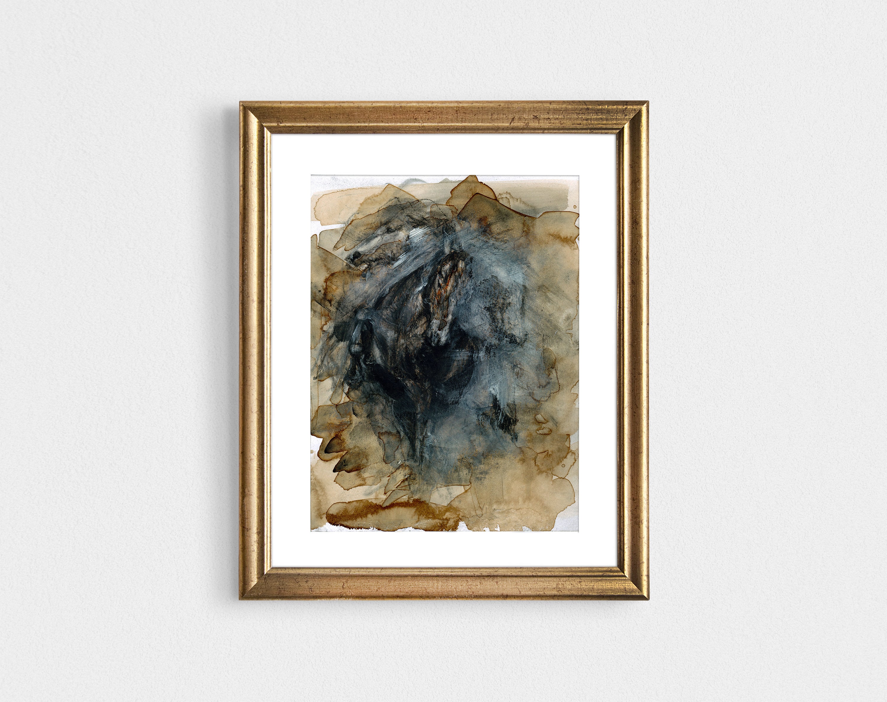 オリジナルの馬の絵画、ミクストメディアアート（6 x 8インチ） - Etsy