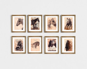 Vintage Horse Sketch Prints, Western Equine Art (Digital Download)