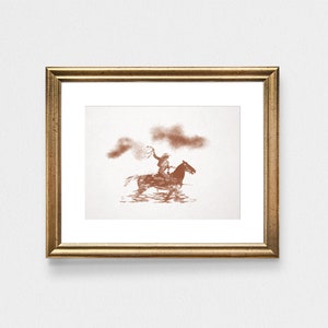 Cowgirl Riding, Cowgirl Drawing, Cowgirl Art Print, Western Wall Art, Cowgirl Fine Art Print, Western Cowgirl Art, Cowgirl Horseback Riding