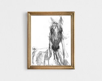 Horse Print ,Charcoal Art, Charcoal Drawing, Horse Drawing, Horse, Horse Wall Art, Equine Art