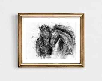 Charcoal Horse Print: Limited Edition Sketch, Signed