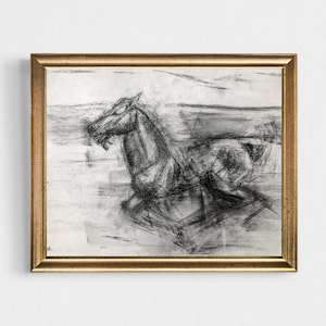 Horse Portrait, Horse Drawing, Running Horse Drawing, Horse Head Drawing, Horse Sketch, Wall Art Decor