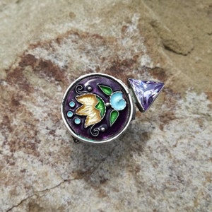 Sterling Silver, gift for her, Handmade Jewelry, Author’s work, Cloisonne Enamel, Sterling Silver Ring, Best Gift