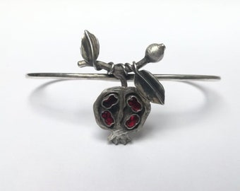 Sterling Silver, Jewelry, Silver Detail, Handmade Bracelet, Handcrafted, Modern Design, Pomegranate, Pomegranate Bracelet