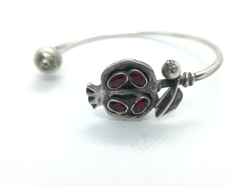 Sterling Silver, Jewelry, Silver Detail, Handmade Bracelet, Handcrafted, Modern Design, Pomegranate, Pomegranate Bracelet
