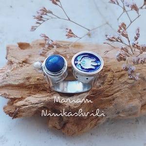 Sterling Silver, Modern design, Handmade Jewelry, Author’s work, Cloisonne Enamel, Sterling Silver Ring, Best Gift