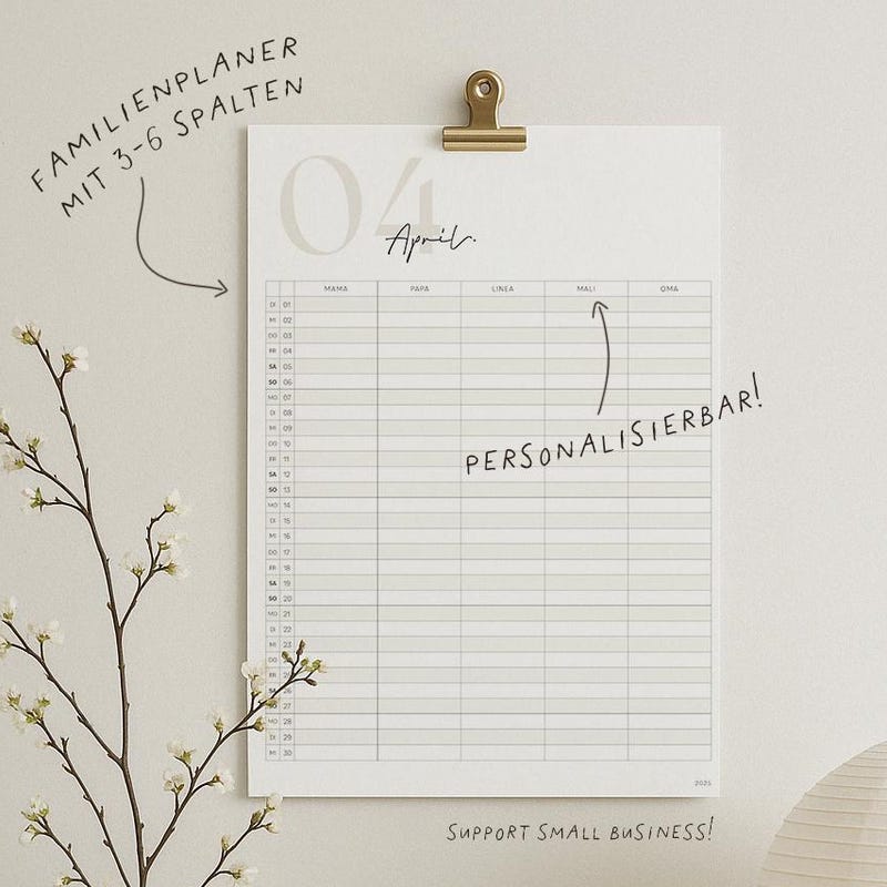 Familienkalender wandkalender spalten 2026 - Etsy.de