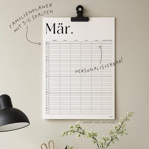 Familienplaner - 2026 // Personalisierbar // 3-/4-/5-/6-Spalten // PRAGUE