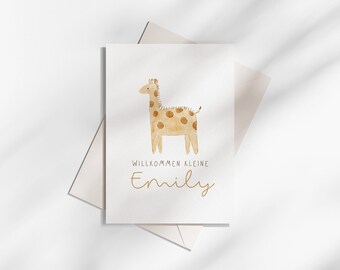 Baby Karte - Giraffe // Personalisierbar // Geburtstagskarte