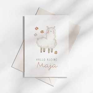 Baby Karte - Alpaca // Personalisierbar // Geburtstagskarte
