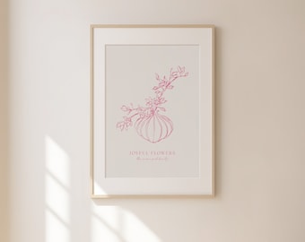 Print - Joyful Flowers Pink // Poster // Kunstdruck