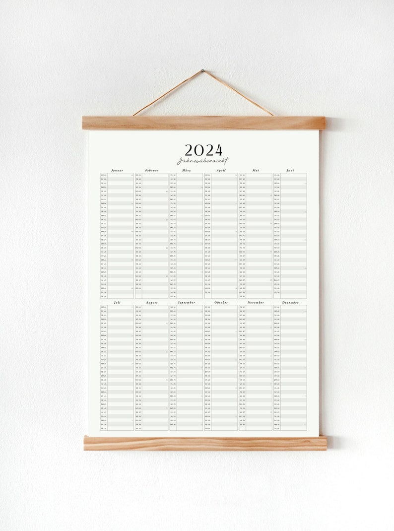 Jahresübersicht 2024/25 // A3 // Kalender // Planer Poster afbeelding 1