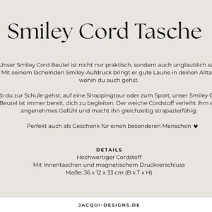 Smiley Cord Tasche Bild 4