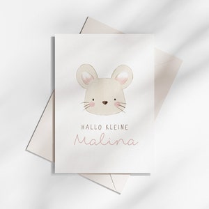 Baby Karte - Maus // Personalisierbar // Geburtstagskarte