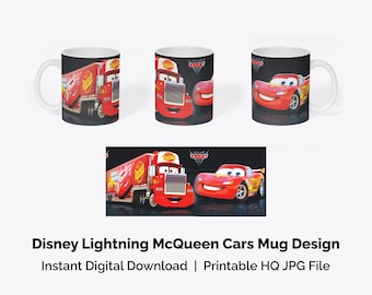 Taza de Rayo McQueen de Disney / Diseño de la película Cars (Archivo digital)