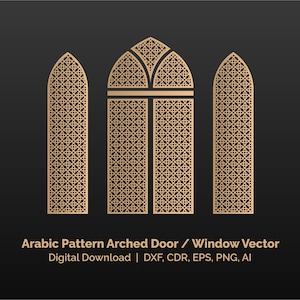 Arabic Pattern Laser Cut File | Arched Door Window Vector (Digital Download)