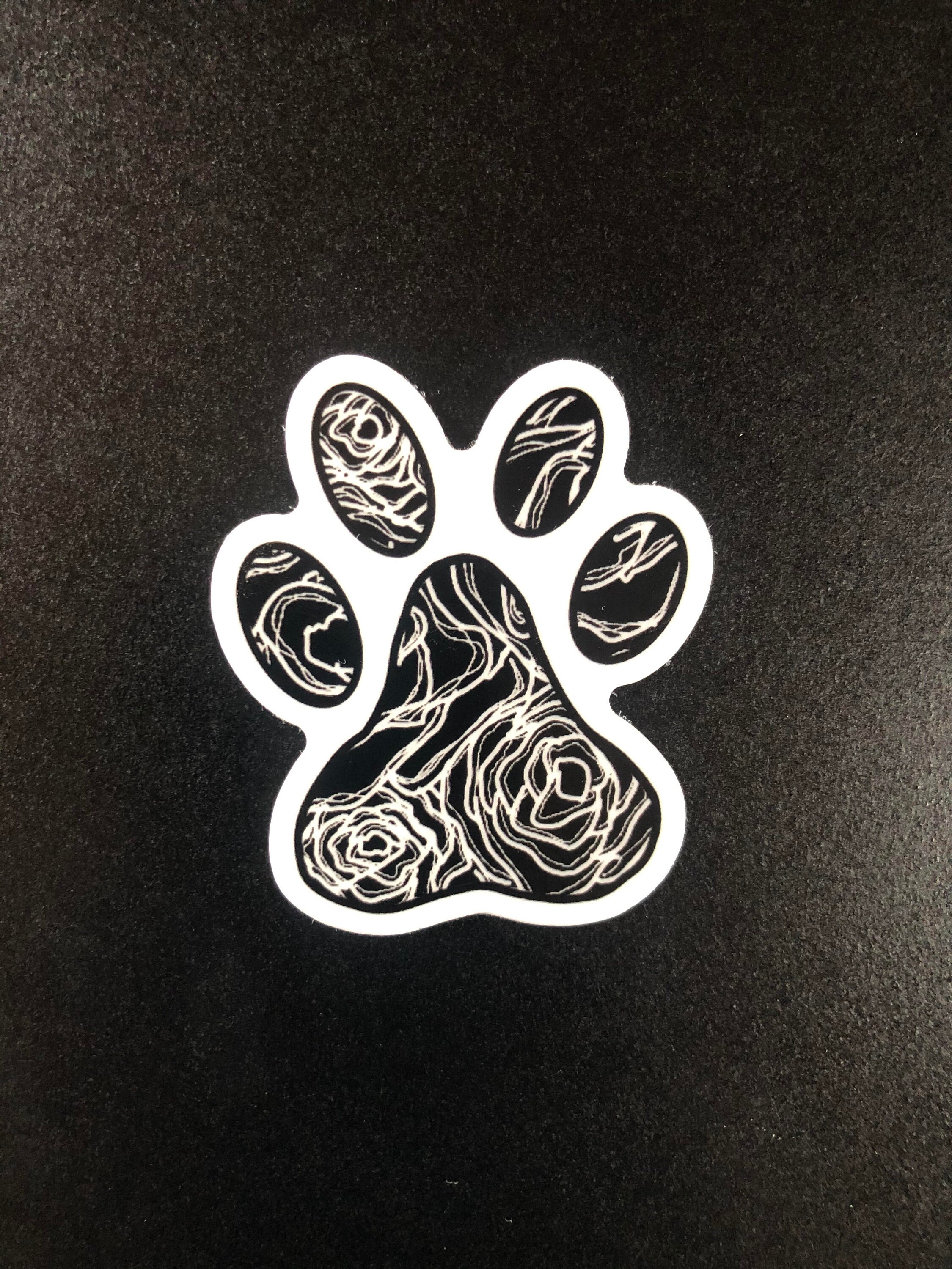 Floral Paw Print Sticker Etsy