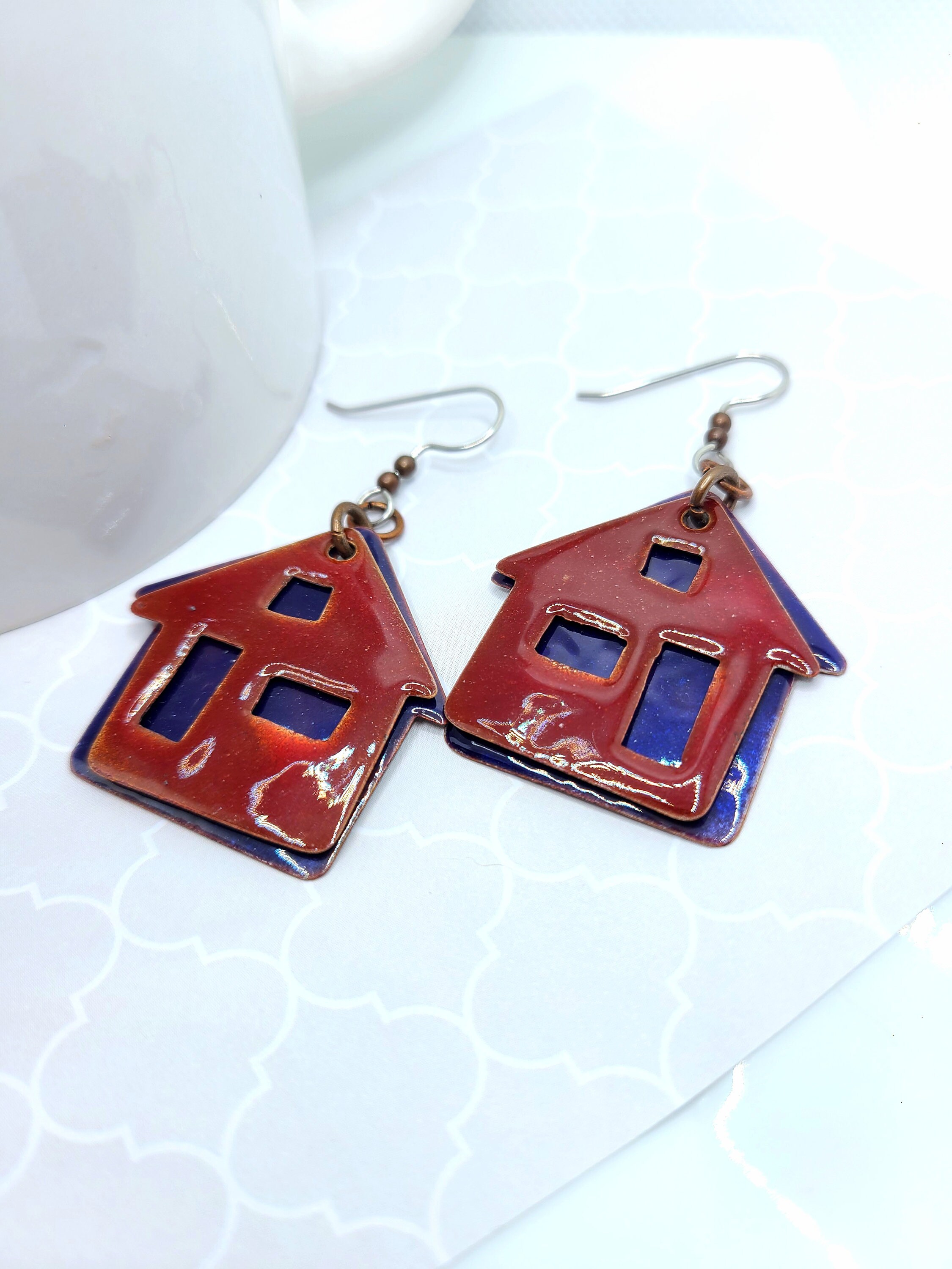 House Earrings Dangle Earrings Handmade Earring House Etsy