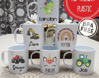 Kids Mug/ Plastic Mug/ Christmas Gift for Kids/ Unbreakable Plastic Mug/ Ceramic Kids Mug/Kids Valentines Day Gift/ Kids Easter Gift