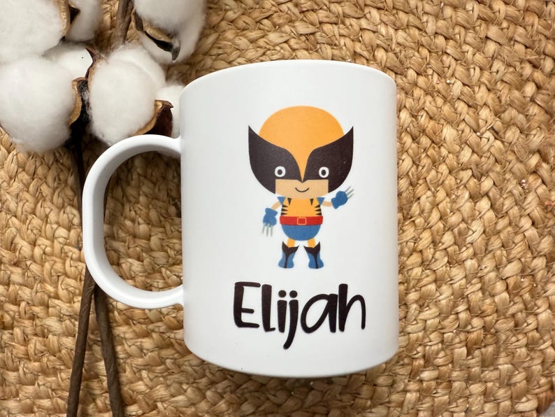 Kids Mug/ Superhero Mug/ Kids Superhero Cup/ Plastic Mug/ Unbreakable Mug/ Valentines Day Gift for Kids/ Gift for Kids image 8