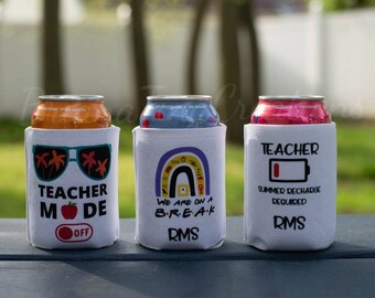 Teacher Gift / Teacher End of the Year Gift/ Teacher Cozie/ Teacher Skinny Can Cooler/ Teacher Can Cooler Sleeve