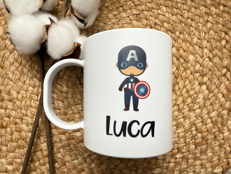 Kids Mug/ Superhero Mug/ Kids Superhero Cup/ Plastic Mug/ Unbreakable Mug/ Valentines Day Gift for Kids/ Gift for Kids image 9