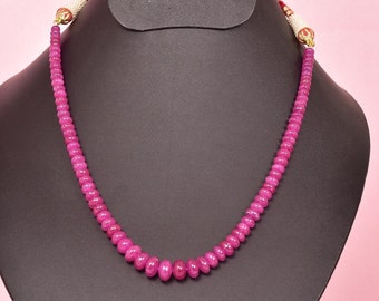 Collier rondelle rubis naturel : collier de perles et de pierres précieuses roses