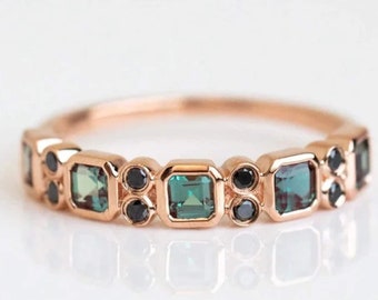 Vintage Alexandrite Ring: 925 Sterling Silver, Black Spinel Art Deco Ring