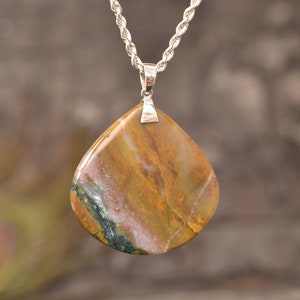 NEW BLOODSTONE Gemstone Pendant, Top Silver Pendant, Silver Jewelry Pendant, Boho Pendant Jewelry Necklace, Green Blood Stone Necklace