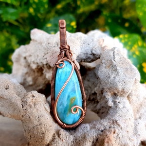 Peruvian Opal Necklace // Opal Jewelry // Wire Wrap Pendant // Boho Copper Jewelry // Opal Necklace // Wire Wrap Jewelry