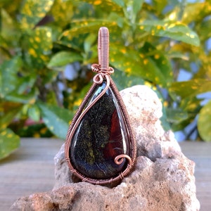 Dragon Blood Jasper Pendant Copper Wire Wrapped Pendant Copper Jewelry Designer Pendant Christmas Pendant For Her Mother Dragon Jasper Stone