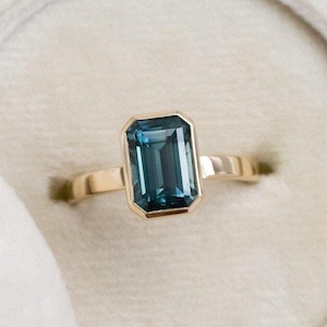 Emerald Cut Alexandrite Ring: Sterling Silver Bezel Set Promise Ring